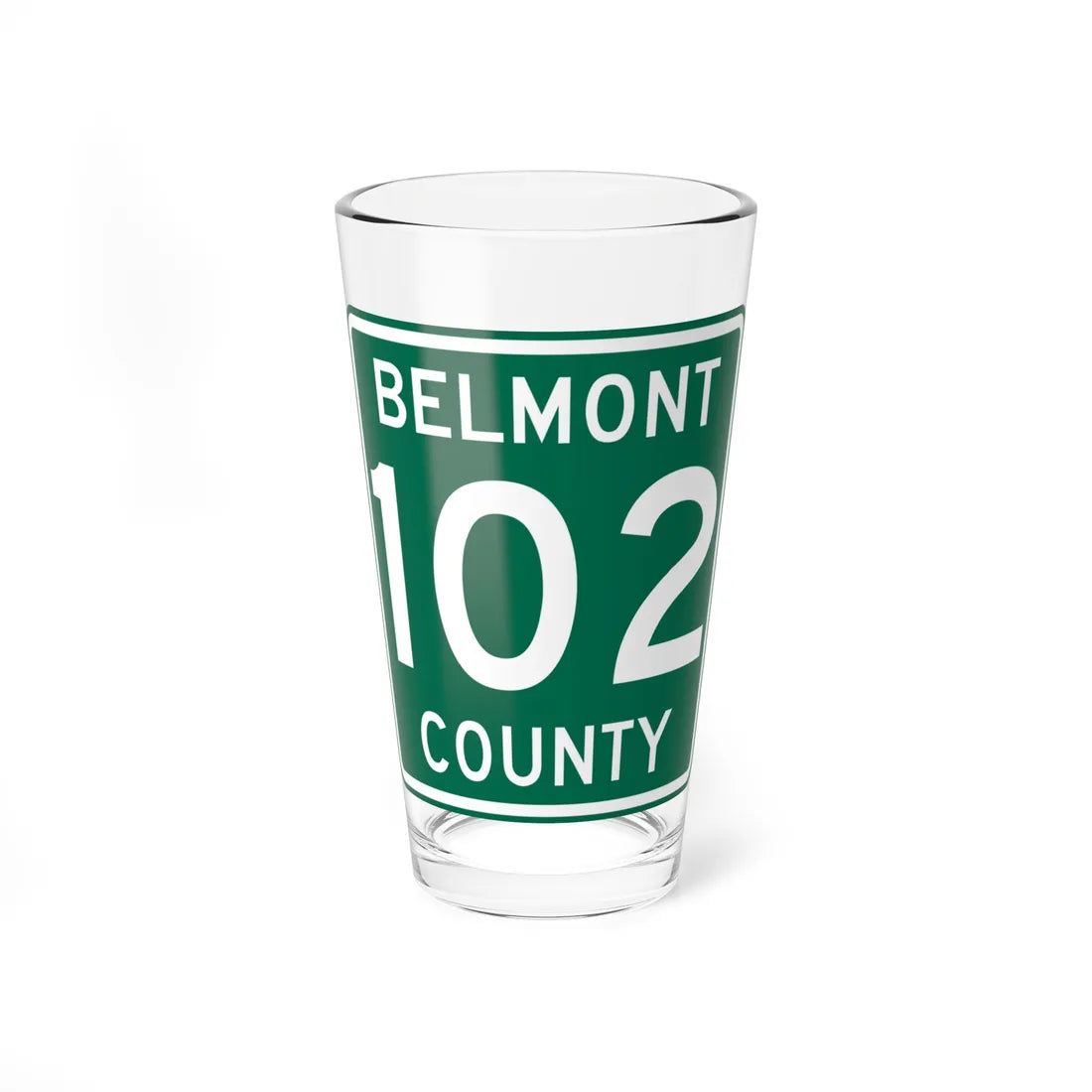 Belmont County Route 102 OH (Ohio) (Road Sign) Pint Glass 16oz 16oz - Go Mug Yourself