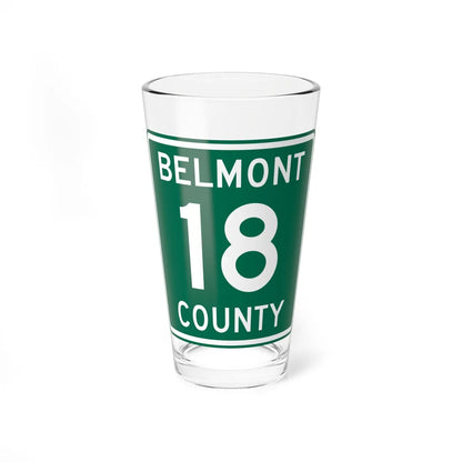 Belmont County Route 18 OH (Ohio) (Road Sign) Pint Glass 16oz 16oz - Go Mug Yourself