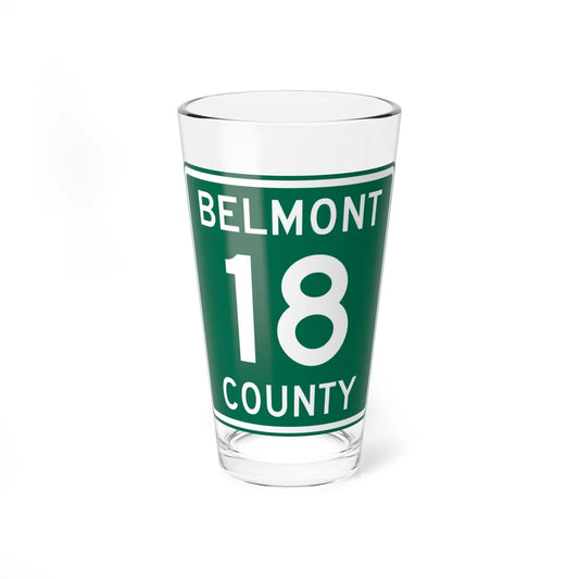 Belmont County Route 18 OH (Ohio) (Road Sign) Pint Glass 16oz 16oz - Go Mug Yourself