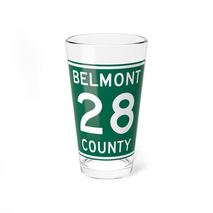 Belmont County Route 28 OH (Ohio) (Road Sign) Pint Glass 16oz 16oz - Go Mug Yourself
