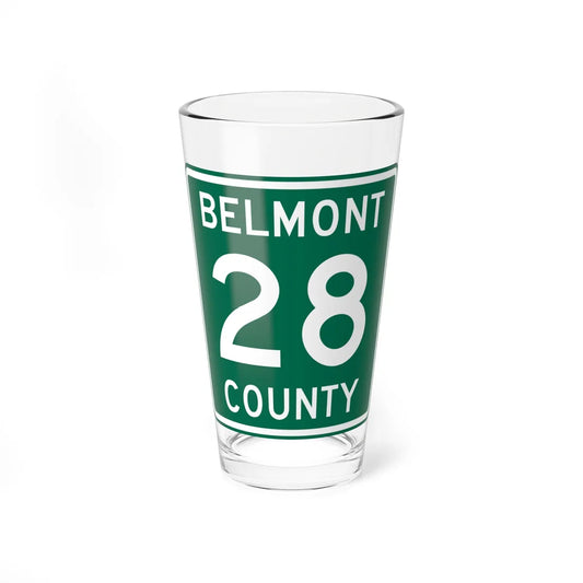 Belmont County Route 28 OH (Ohio) (Road Sign) Pint Glass 16oz 16oz - Go Mug Yourself