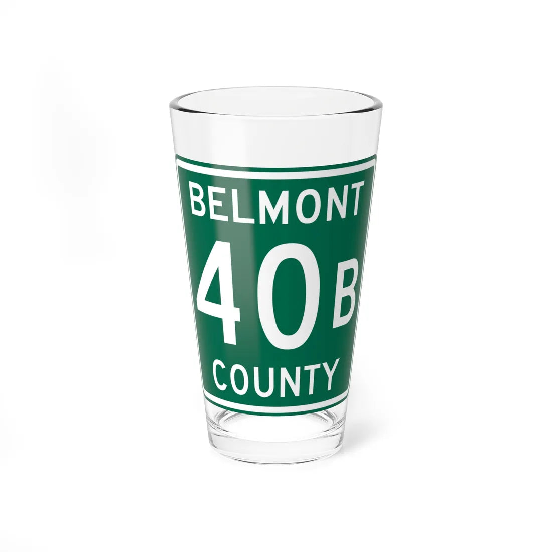 Belmont County Route 40B OH (Ohio) (Road Sign) Pint Glass 16oz 16oz - Go Mug Yourself