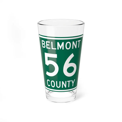 Belmont County Route 56 OH (Ohio) (Road Sign) Pint Glass 16oz 16oz - Go Mug Yourself