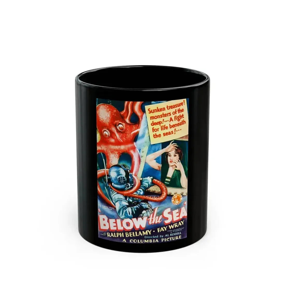 BELOW THE SEA 1933 Movie Poster - Black Coffee Mug 11oz - Go Mug Yourself