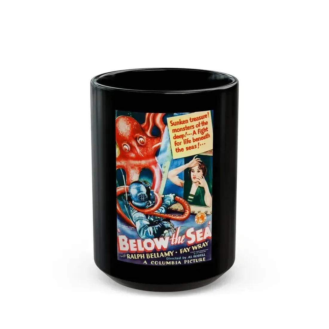 BELOW THE SEA 1933 Movie Poster - Black Coffee Mug 15oz - Go Mug Yourself