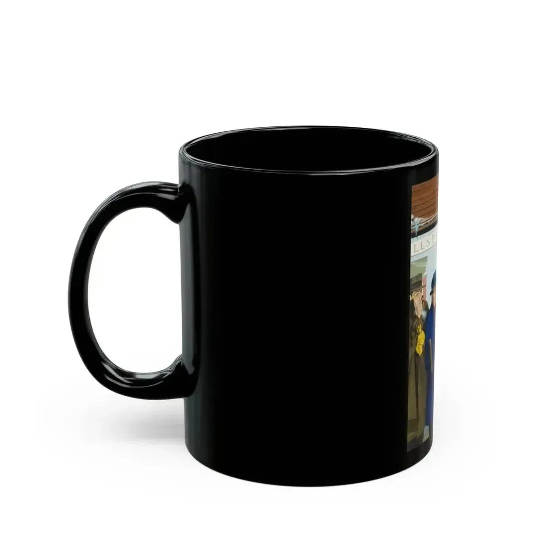 Below Zero, American Weekly cover illustration, January 17, 1954 - Black Coffee Mug - Go Mug Yourself