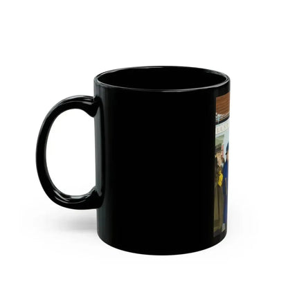 Below Zero, American Weekly cover illustration, January 17, 1954 - Black Coffee Mug - Go Mug Yourself