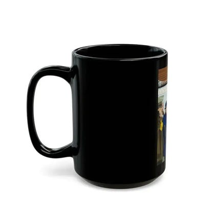 Below Zero, American Weekly cover illustration, January 17, 1954 - Black Coffee Mug - Go Mug Yourself