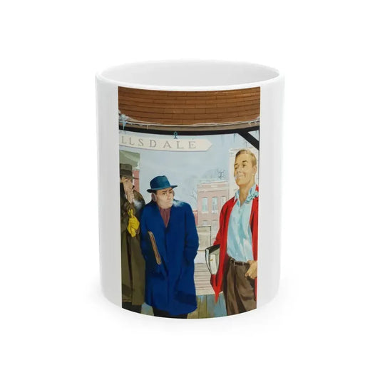 Below Zero, American Weekly cover illustration, January 17, 1954 - White Coffee Mug 11oz - Go Mug Yourself