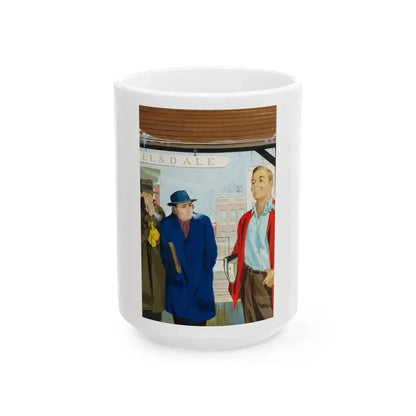 Below Zero, American Weekly cover illustration, January 17, 1954 - White Coffee Mug 15oz - Go Mug Yourself