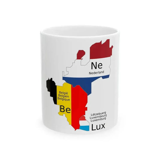 Benelux schematic map (Belgium) White Coffee Mug 11oz - Go Mug Yourself