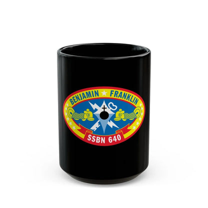 Benjamin Franklin SSBN 640 (U.S. Navy) Black Coffee Mug-15oz-Go Mug Yourself