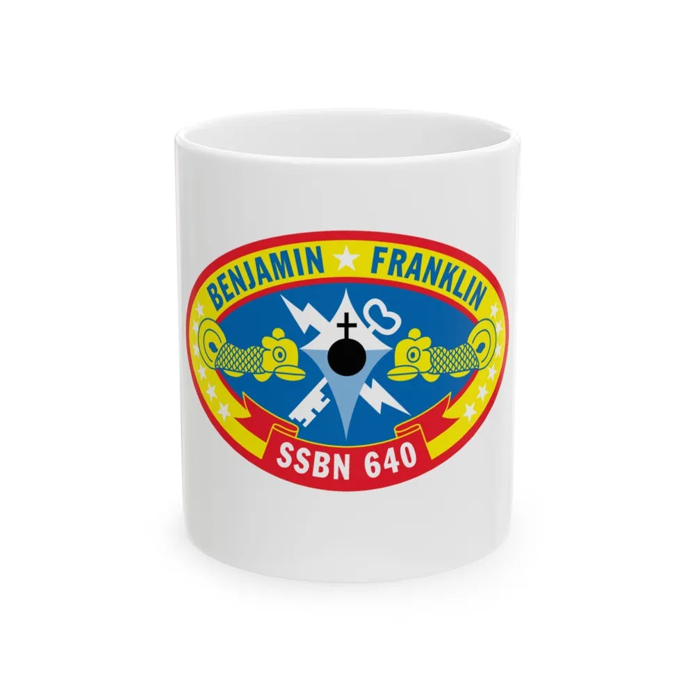 Benjamin Franklin SSBN 640 (U.S. Navy) White Coffee Mug-11oz-Go Mug Yourself