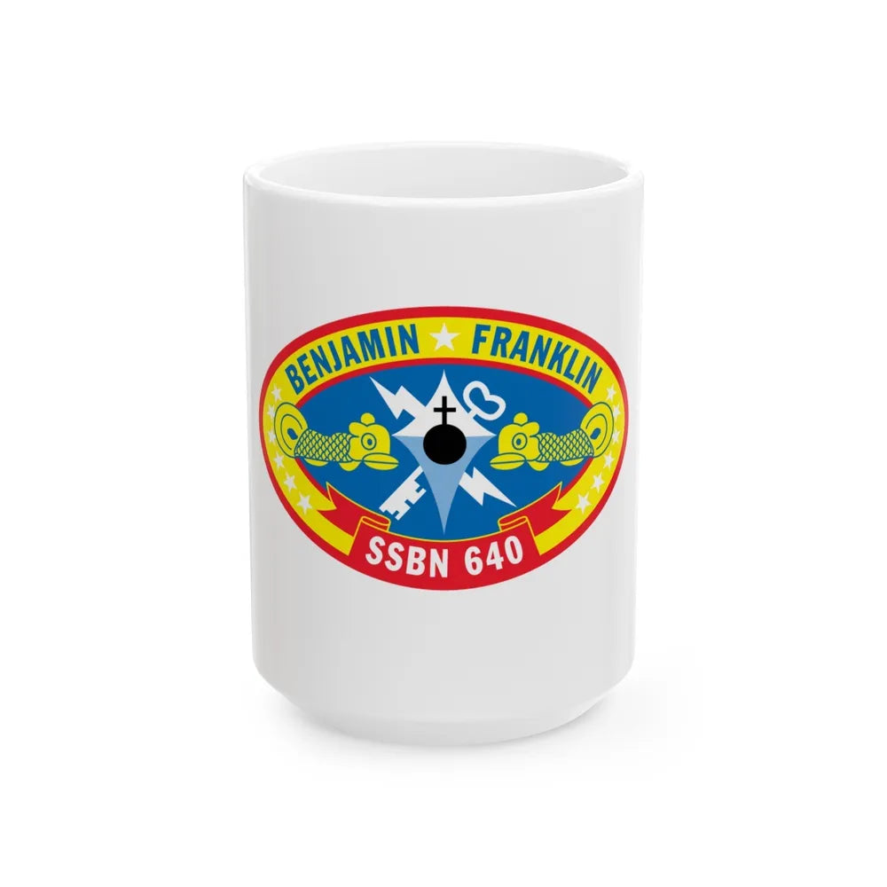 Benjamin Franklin SSBN 640 (U.S. Navy) White Coffee Mug-15oz-Go Mug Yourself