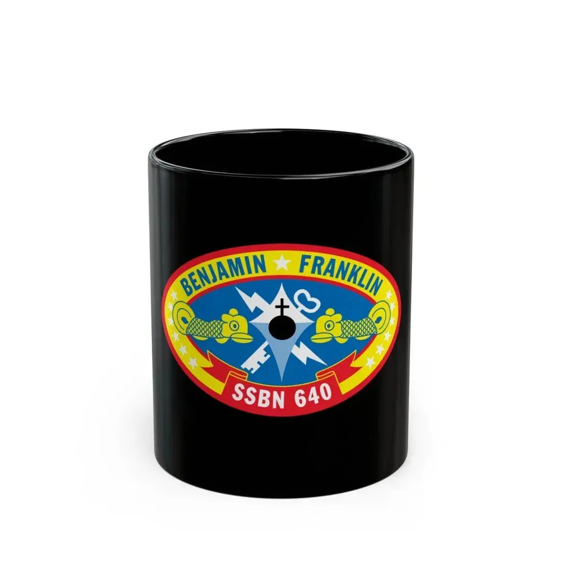Benjamin Franklin SSBN 640 (U.S. Navy) Black Coffee Mug 11oz - Go Mug Yourself