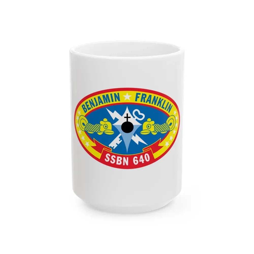 Benjamin Franklin SSBN 640 (U.S. Navy) White Coffee Mug 15oz - Go Mug Yourself