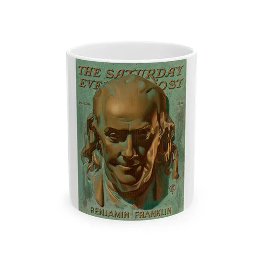 Benjamin Franklin, The Saturday Evening Post unpublished cover, circa 1943 - White Coffee Mug 11oz - Go Mug Yourself
