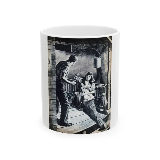 Bennie Brought a Gun, Bluebook for Men, January 1956 - White Coffee Mug 11oz - Go Mug Yourself
