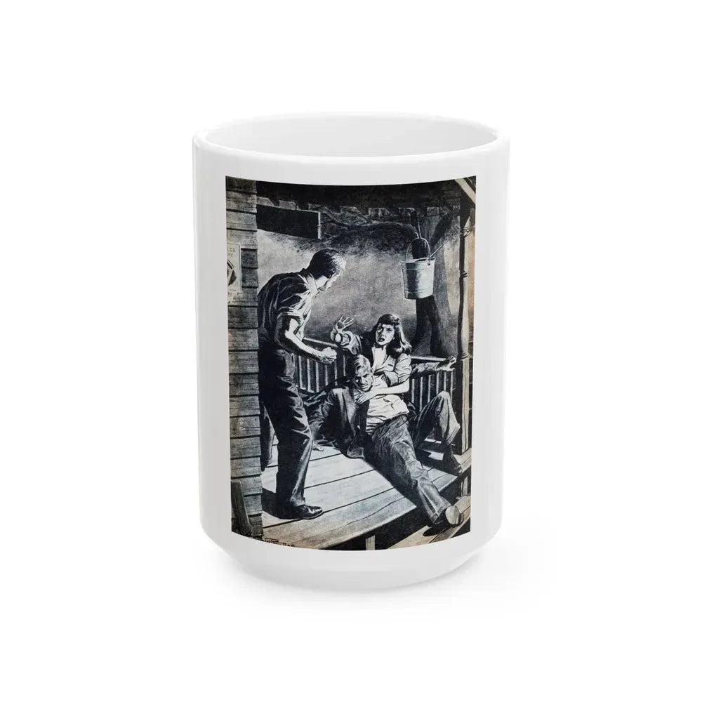 Bennie Brought a Gun, Bluebook for Men, January 1956 - White Coffee Mug 15oz - Go Mug Yourself