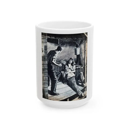 Bennie Brought a Gun, Bluebook for Men, January 1956 - White Coffee Mug 15oz - Go Mug Yourself