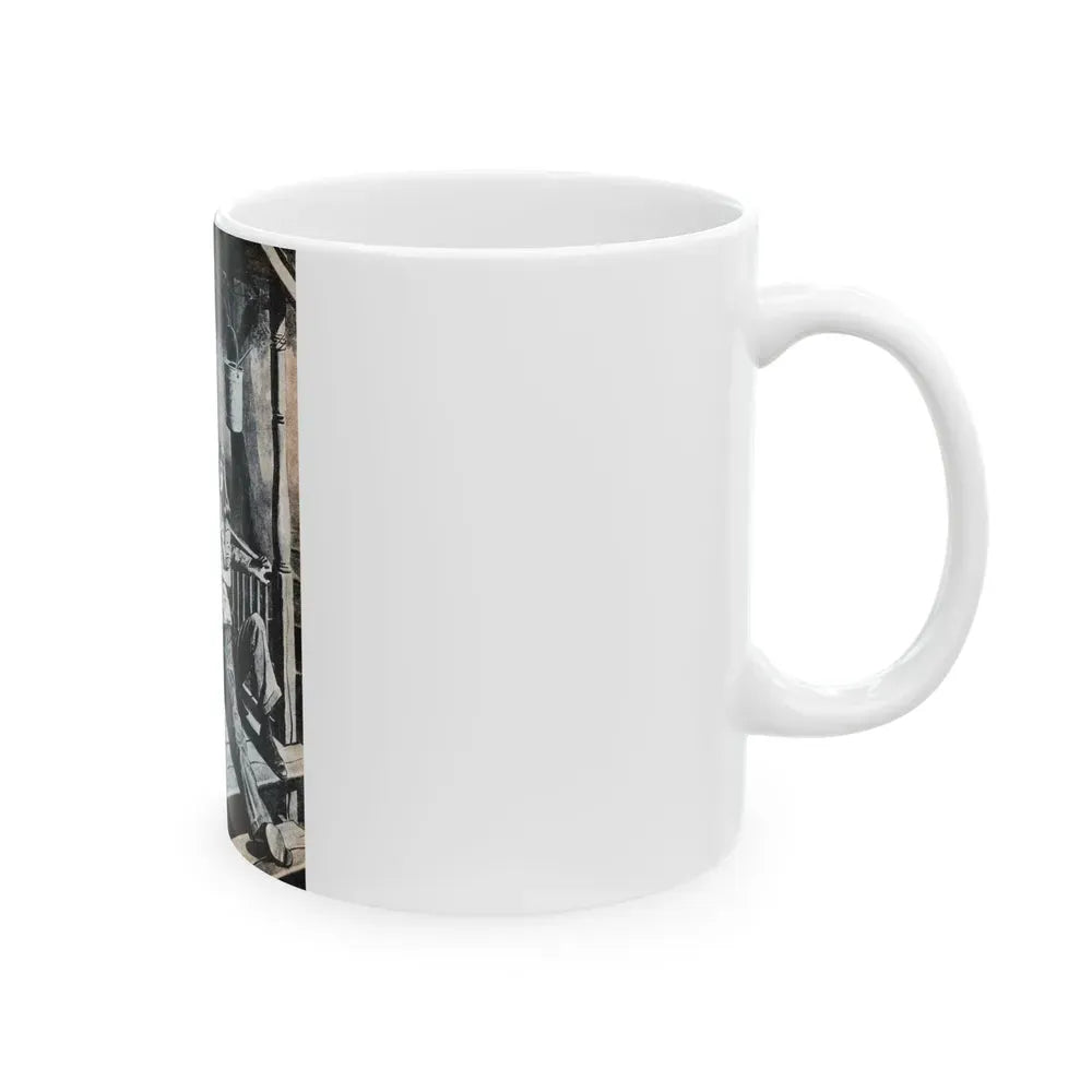 Bennie Brought a Gun, Bluebook for Men, January 1956 - White Coffee Mug - Go Mug Yourself