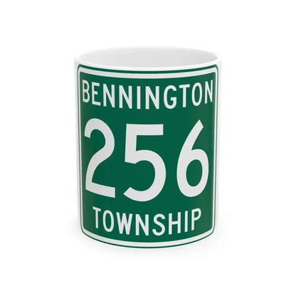 Bennington Township Route 256 Morrow County Ohio (Ohio) (Road Sign) White Coffee Mug 11oz - Go Mug Yourself