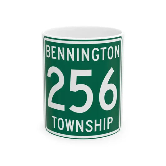 Bennington Township Route 256 Morrow County Ohio (Ohio) (Road Sign) White Coffee Mug 11oz - Go Mug Yourself