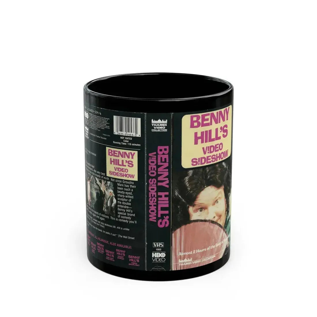 BENNY HILLS VIDEO SIDESHOW (VHS COVER) - Black Coffee Mug 11oz - Go Mug Yourself