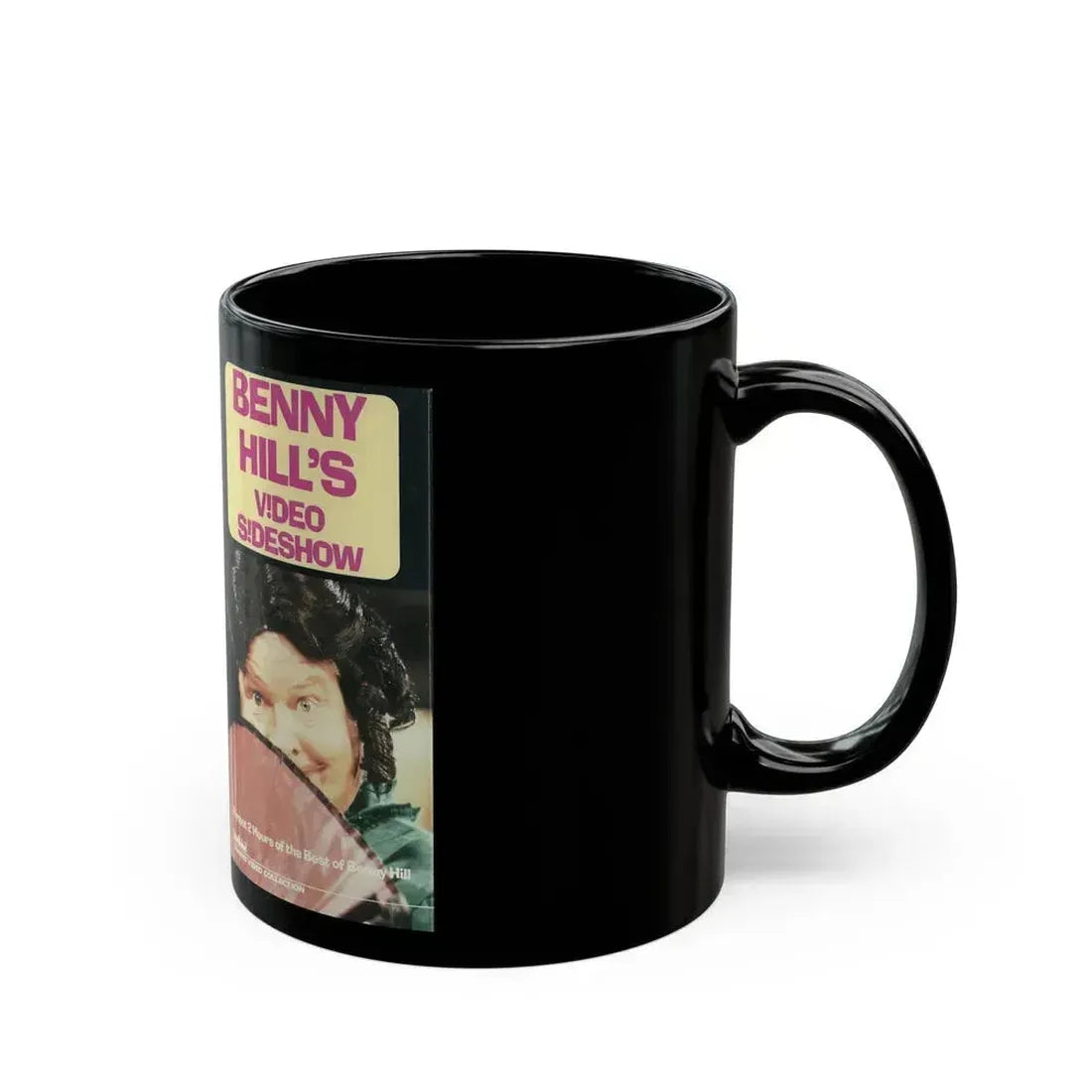 BENNY HILLS VIDEO SIDESHOW (VHS COVER) - Black Coffee Mug - Go Mug Yourself