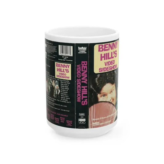 BENNY HILLS VIDEO SIDESHOW (VHS COVER) - White Coffee Mug 15oz - Go Mug Yourself