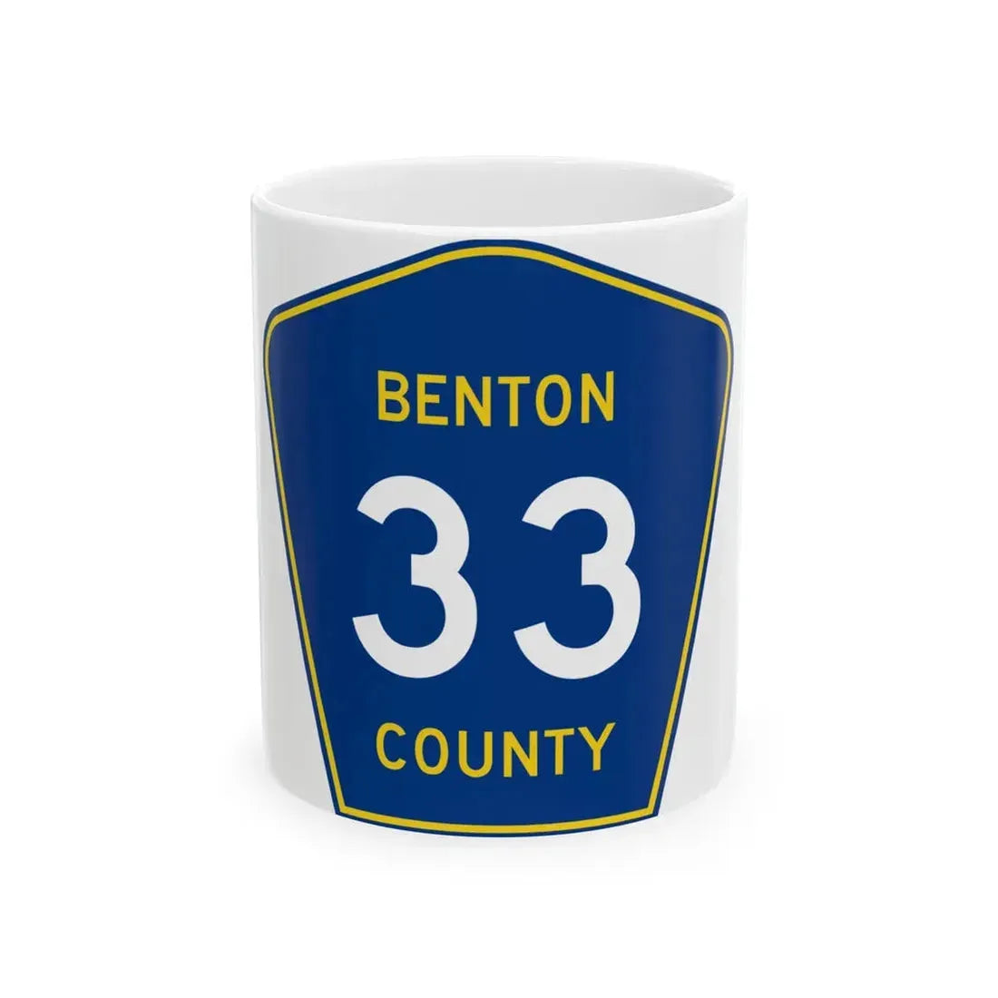 Benton County 33 (Minnesota) (Road Sign) White Coffee Mug 11oz - Go Mug Yourself