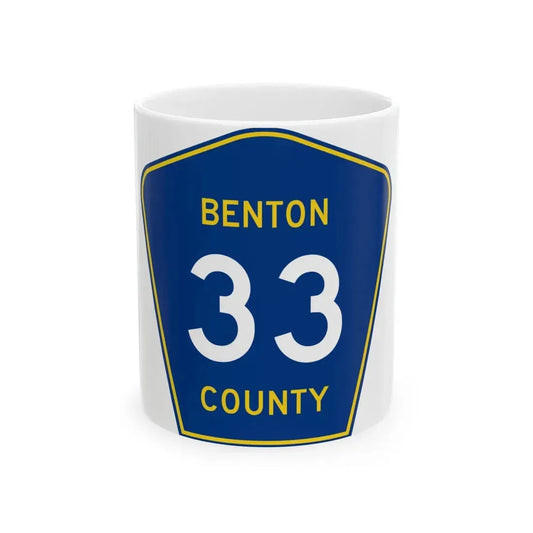 Benton County 33 (Minnesota) (Road Sign) White Coffee Mug 11oz - Go Mug Yourself