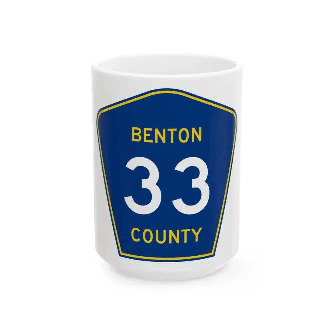 Benton County 33 (Minnesota) (Road Sign) White Coffee Mug 15oz - Go Mug Yourself