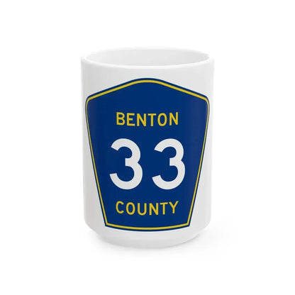 Benton County 33 (Minnesota) (Road Sign) White Coffee Mug 15oz - Go Mug Yourself