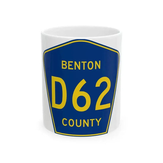Benton County Route D62 IA (Iowa) (Road Sign) White Coffee Mug 11oz - Go Mug Yourself