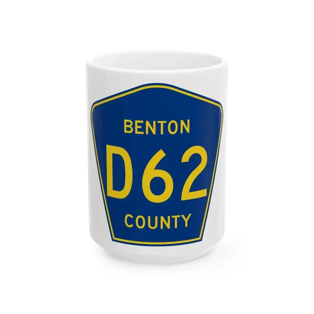 Benton County Route D62 IA (Iowa) (Road Sign) White Coffee Mug 15oz - Go Mug Yourself
