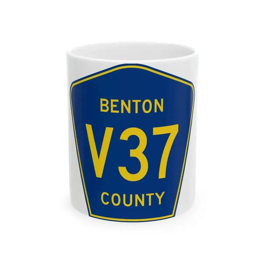 Benton County Route V37 IA (Iowa) (Road Sign) White Coffee Mug 11oz - Go Mug Yourself