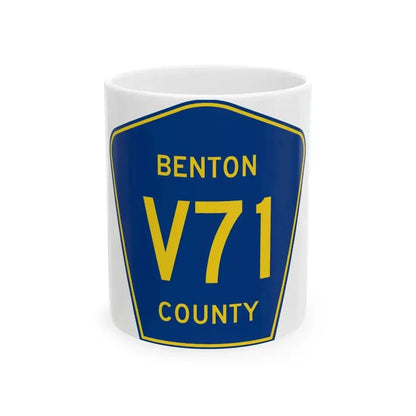 Benton County Route V71 IA (Iowa) (Road Sign) White Coffee Mug 11oz - Go Mug Yourself
