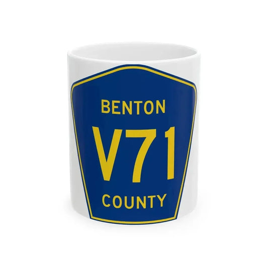 Benton County Route V71 IA (Iowa) (Road Sign) White Coffee Mug 11oz - Go Mug Yourself