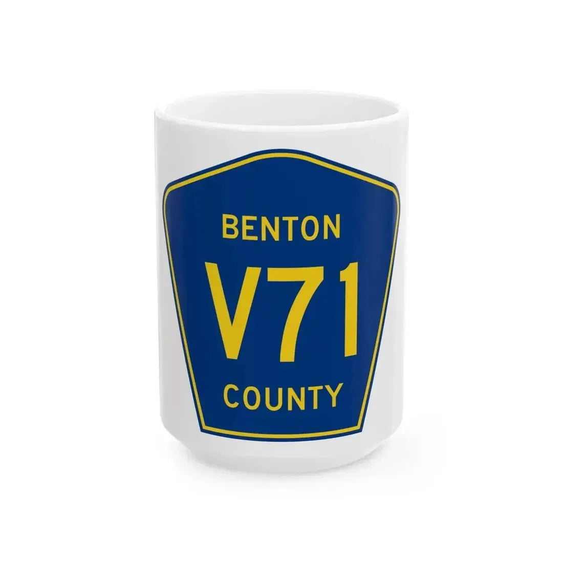 Benton County Route V71 IA (Iowa) (Road Sign) White Coffee Mug 15oz - Go Mug Yourself