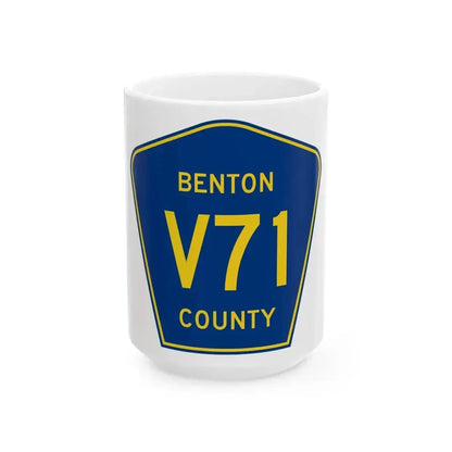 Benton County Route V71 IA (Iowa) (Road Sign) White Coffee Mug 15oz - Go Mug Yourself