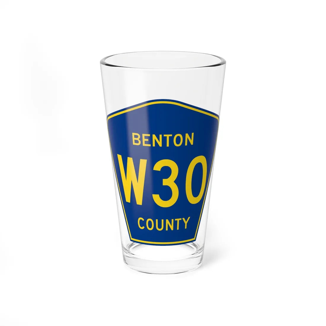 Benton County Route W30 IA (Iowa) (Road Sign) Pint Glass 16oz 16oz - Go Mug Yourself