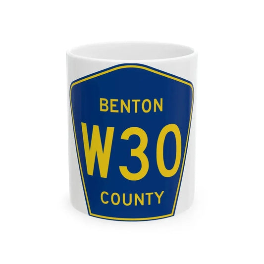 Benton County Route W30 IA (Iowa) (Road Sign) White Coffee Mug 11oz - Go Mug Yourself