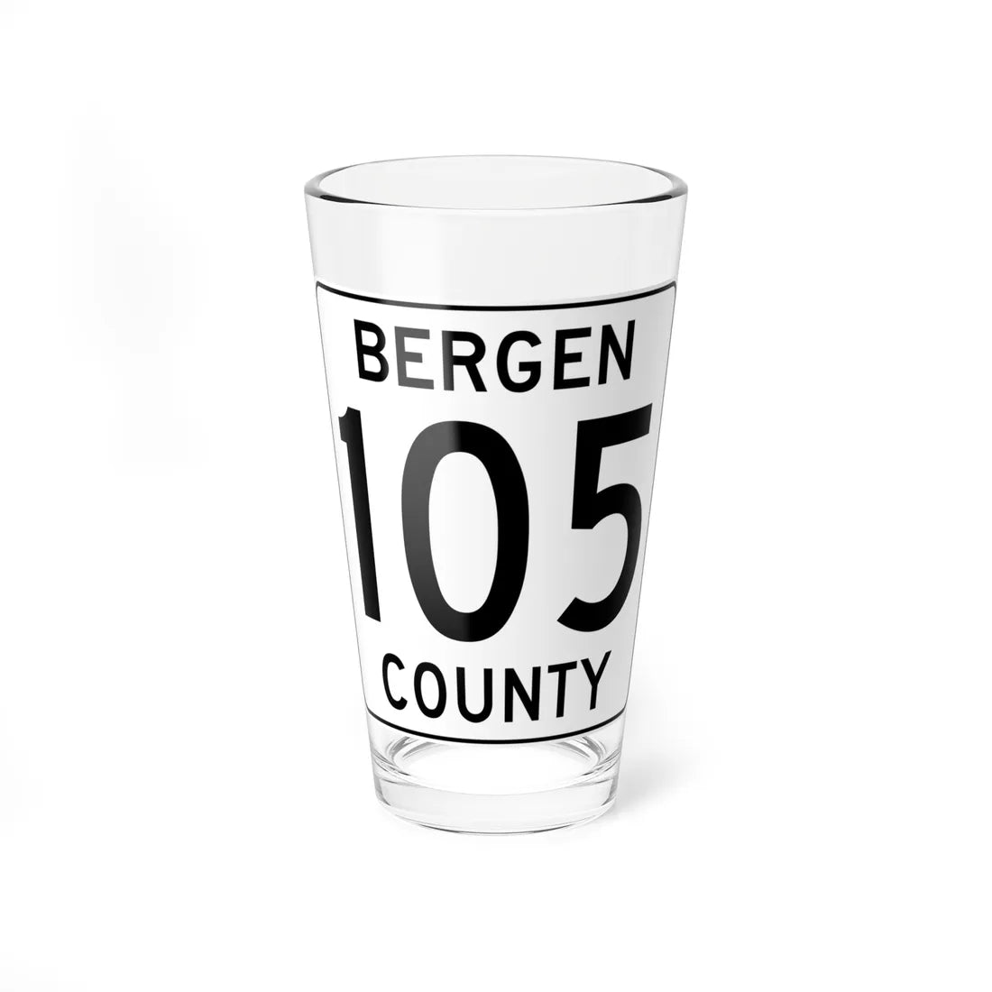 Bergen County 105 (New Jersey) (Road Sign) Pint Glass 16oz 16oz - Go Mug Yourself