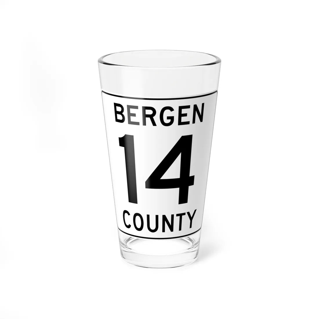Bergen County 14 (New Jersey) (Road Sign) Pint Glass 16oz 16oz - Go Mug Yourself