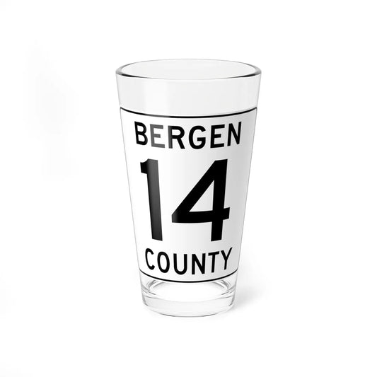 Bergen County 14 (New Jersey) (Road Sign) Pint Glass 16oz 16oz - Go Mug Yourself