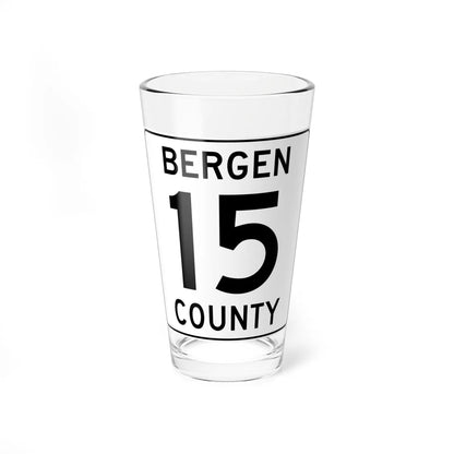 Bergen County 15 (New Jersey) (Road Sign) Pint Glass 16oz 16oz - Go Mug Yourself