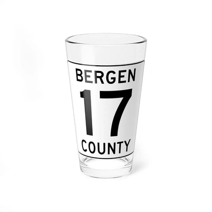 Bergen County 17 (New Jersey) (Road Sign) Pint Glass 16oz 16oz - Go Mug Yourself