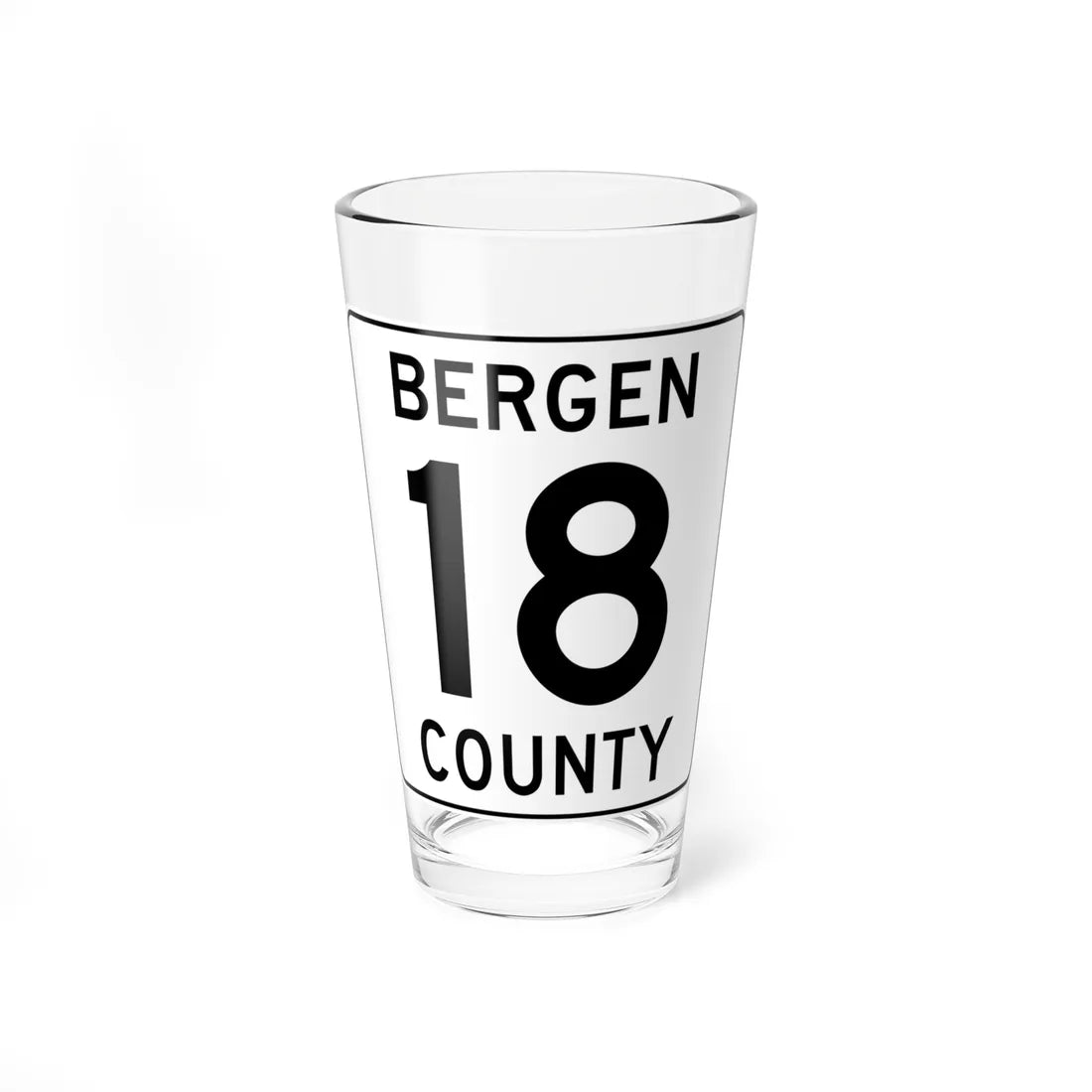 Bergen County 18 (New Jersey) (Road Sign) Pint Glass 16oz 16oz - Go Mug Yourself