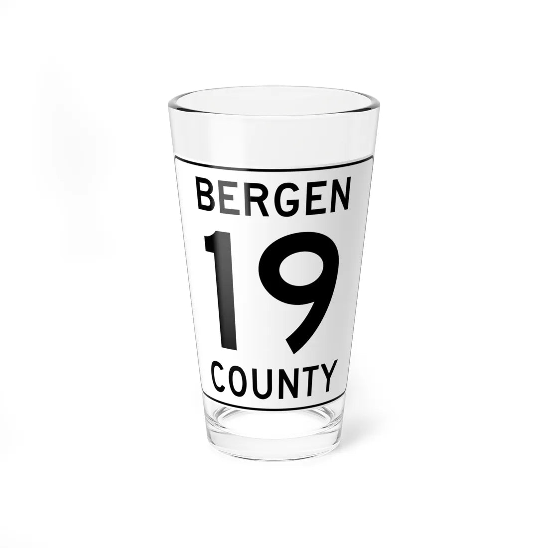 Bergen County 19 (New Jersey) (Road Sign) Pint Glass 16oz 16oz - Go Mug Yourself